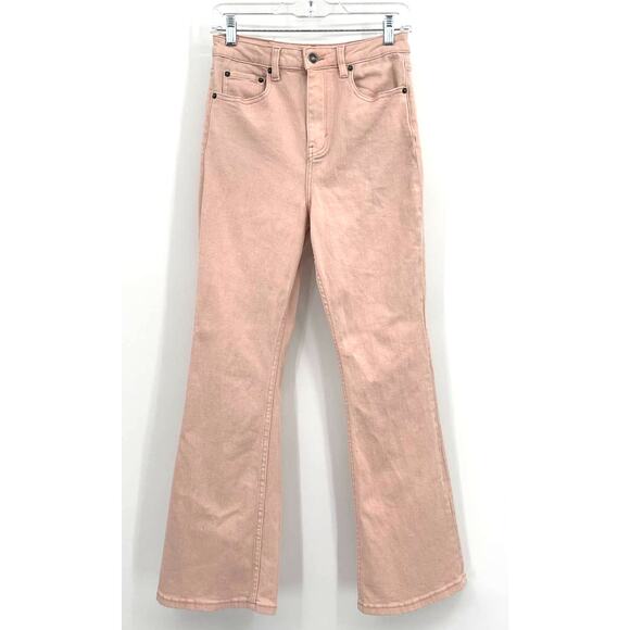 Motel Rocks BOOTLEG JEANS IN BLUSH Medium Light Pink Bootcut Flare Leg Stretch - Picture 4 of 16